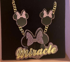 The Minnie Mouse Glitz Set (Necklace & Stud earrings)♡