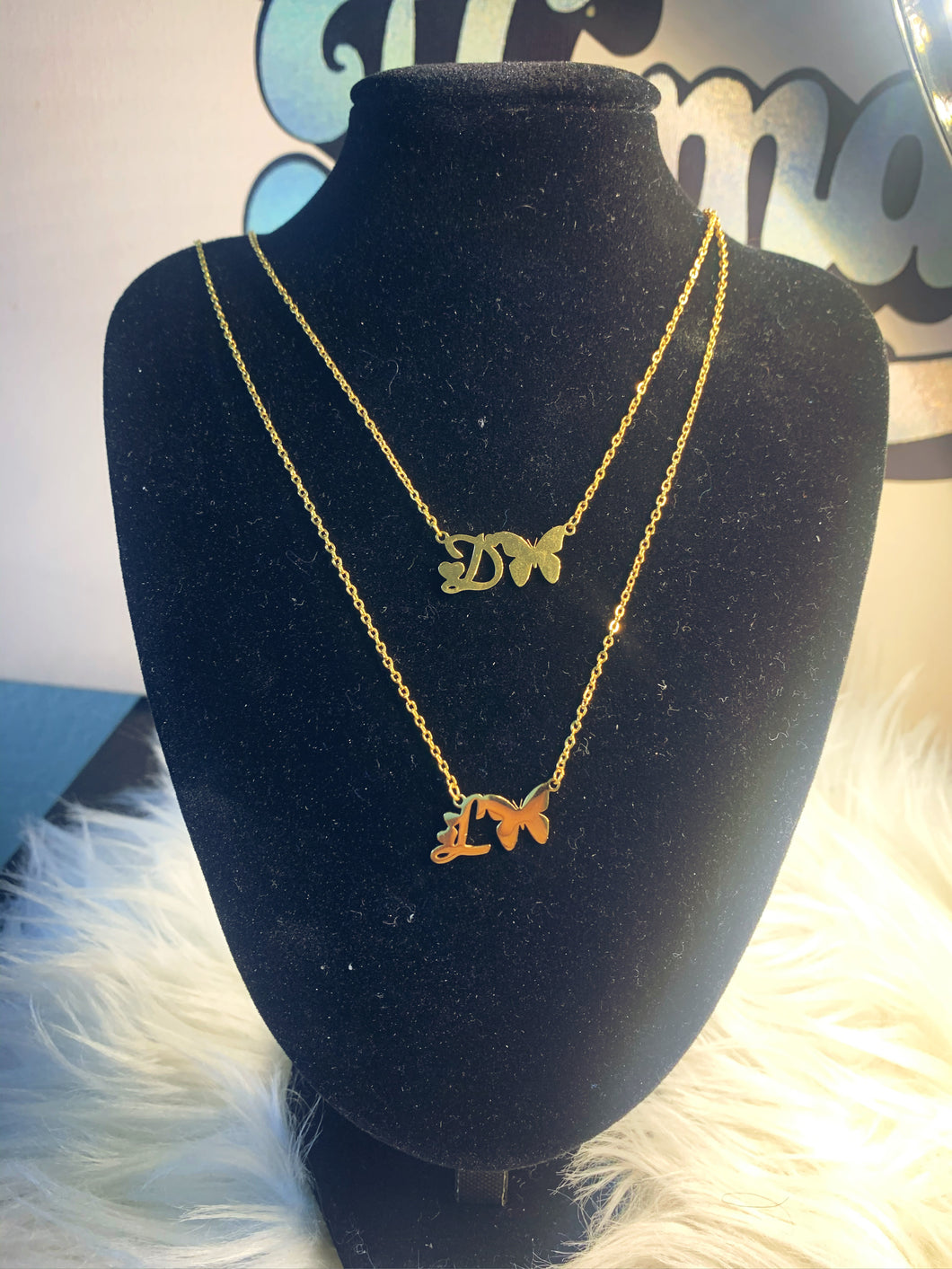 Butterfly Letter Necklace ♡